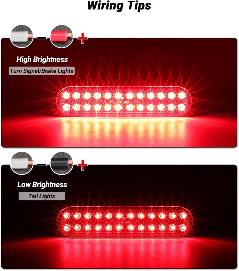 XtraGlow 7.5 inch Aluminum Housing Red Stop Brake Turn Signal LED Trailer Lights 24LEDs Waterproof Surface Mount Side Marker Lights for Truck Tractor Motorcycle Jeep RV, 2Pcs - Image 2